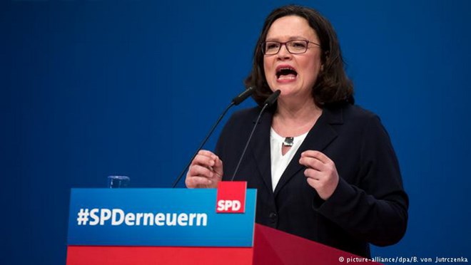 Andrea Nahles appointed first chairwoman of SPD