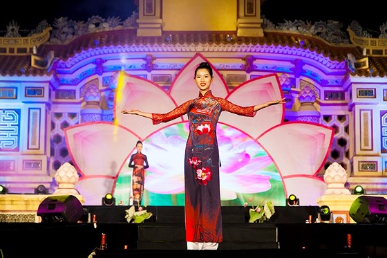 Impressive collection of lotus-printed Ao dai in Hue