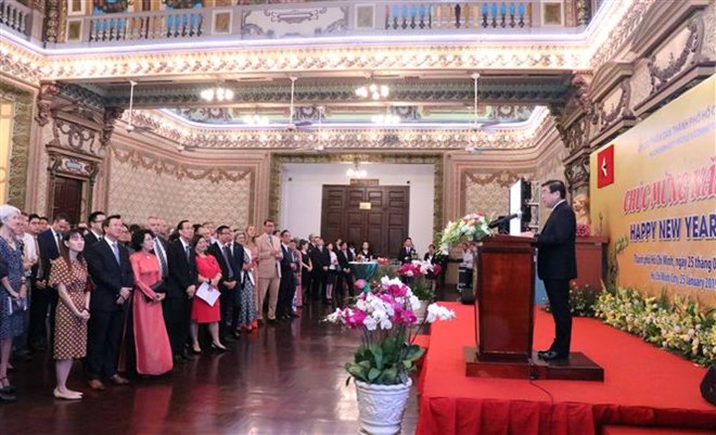 Tet gathering for foreign representative agencies in HCM City