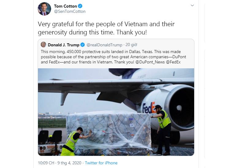 US senator thanks Vietnam for medical equipment support