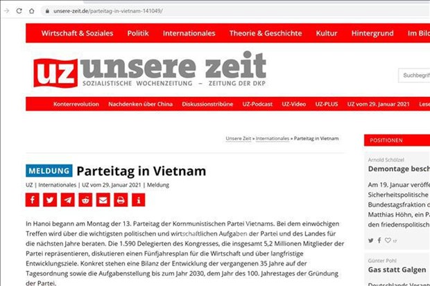 13th National Party Congress decides Vietnam’s most important tasks German newspaper