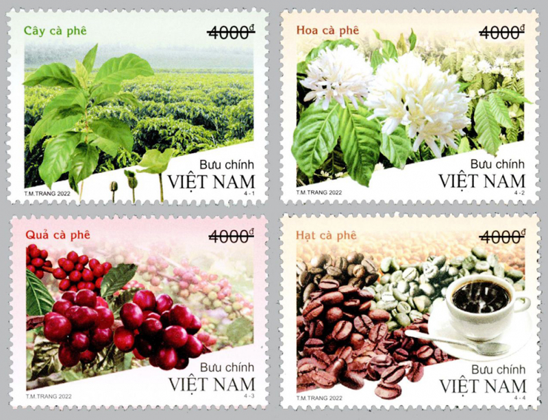 Stamp collection on coffee tree issued