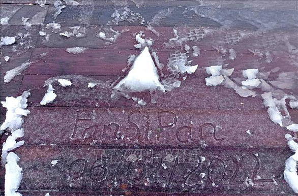 Light rain with snow occurs on Mount Fansipan in Sa Pa