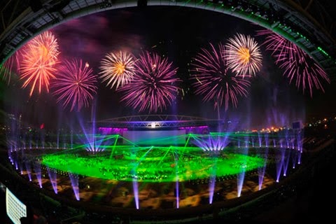 Firework display at the opening ceremony for SEA Games 31 in Hanoi