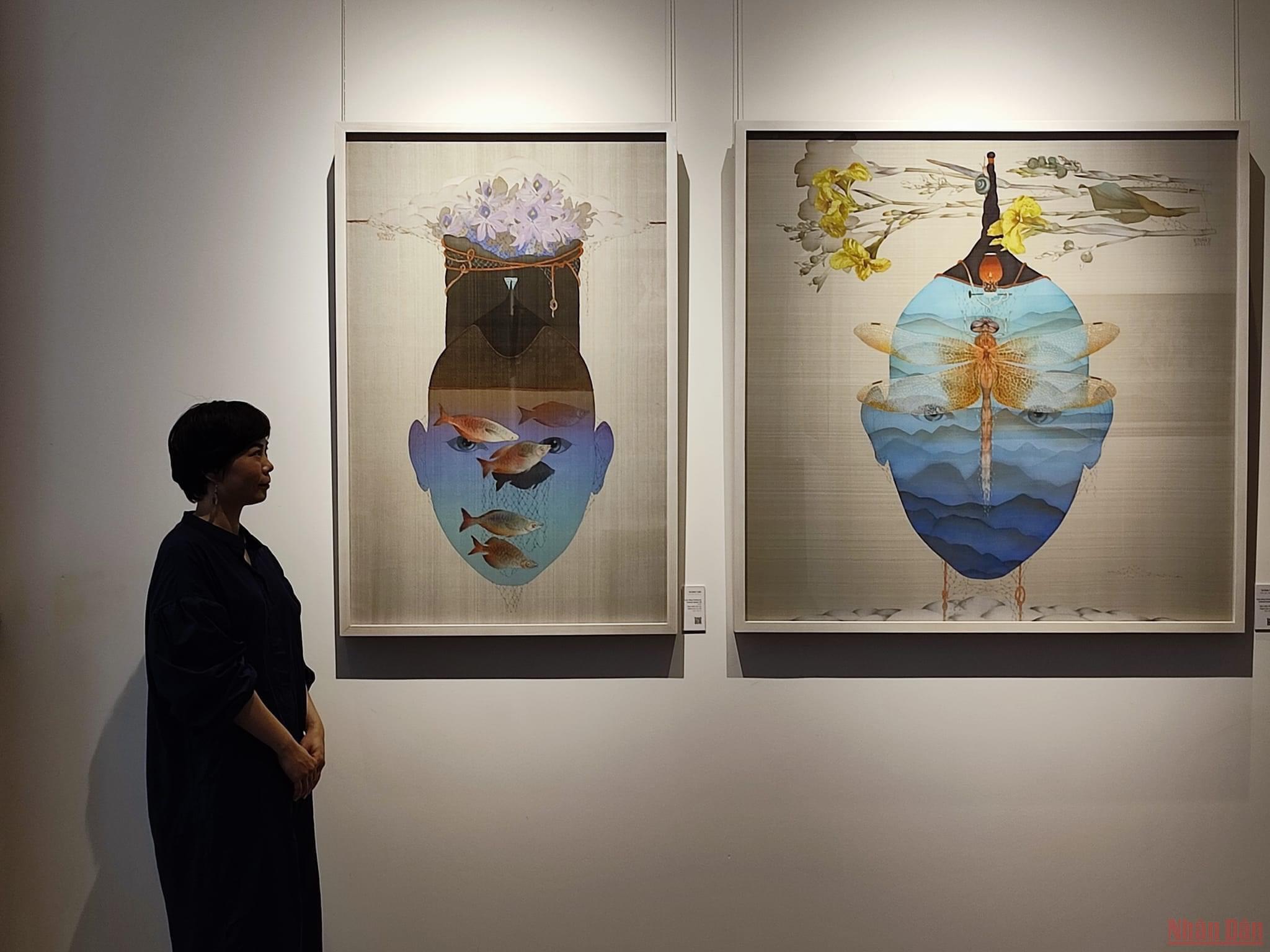 Silk paintings by five Vietnamese painters on display