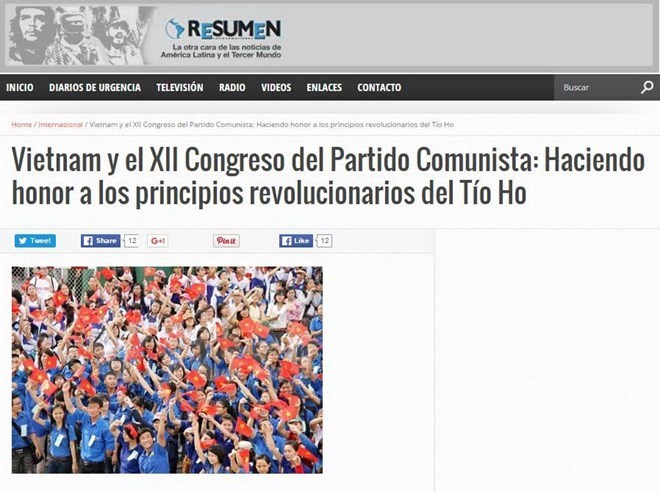 Le journal argentin Resumen Latinoamericano salue le Parti communiste du Vietnam