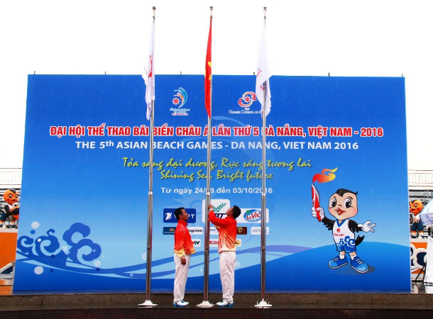 Cérémonie de lever du drapeau des 5es Jeux asiatiques de plage