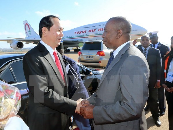Le président Trân Dai Quang arrive à Madagascar pour le 16e sommet de la Francophonie
