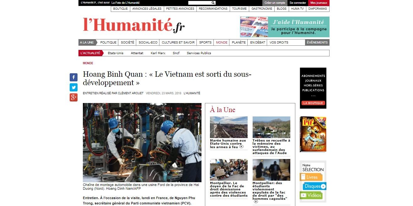 La presse française salue des performances de développement du Vietnam
