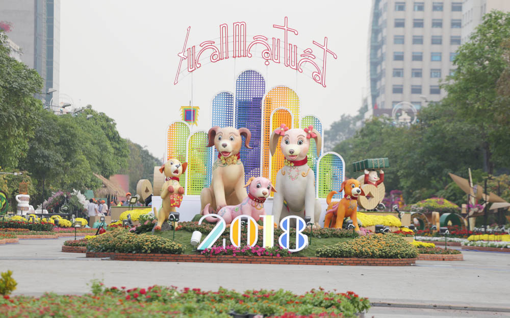 Hô Chi Minh-Ville la rue florale printanière Nguyên Huê pour le Têt 2019