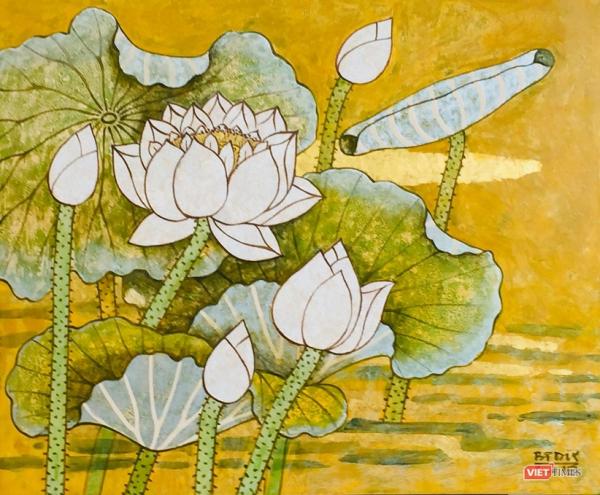 Exposition de peintures contemporaines sur le lotus
