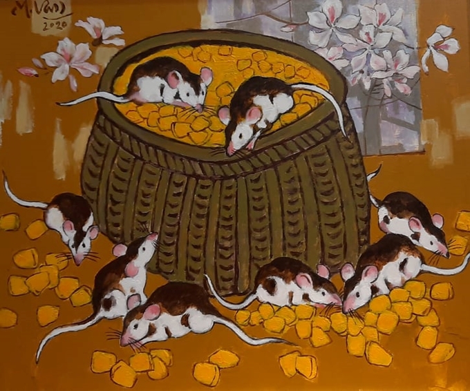 Exposition de peintures du Têt à Hanoï