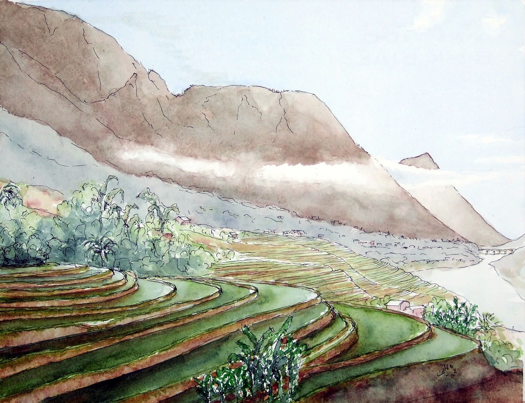 Des paysages du Vietnam vus par un aquarelliste français