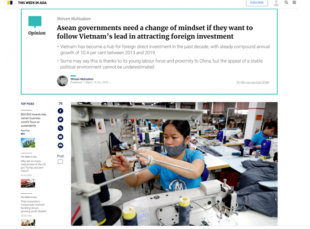 Le SCMP souligne l’attractivité du Vietnam pour les IDE