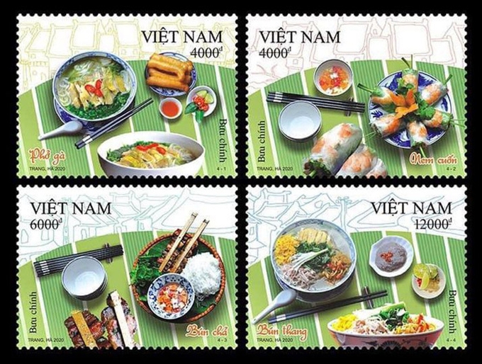 Emission d une collection de timbres sur la cuisine vietnamienne