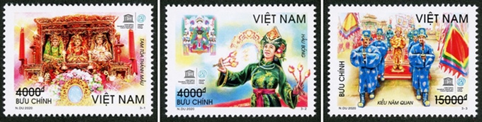La croyance Viêt en les déesses-mères des Trois mondes en timbres-postes