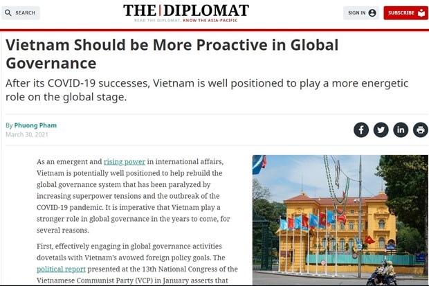 The Diplomat le Vietnam devrait être plus proactif en matière de gouvernance mondiale