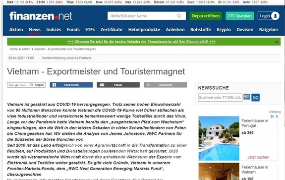 Le Vietnam est attrayant pour les investisseurs, selon un journal allemand
