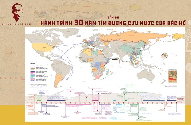 Publication d’une Carte du voyage de 30 ans de l Oncle Ho pour trouver la voie du salut national