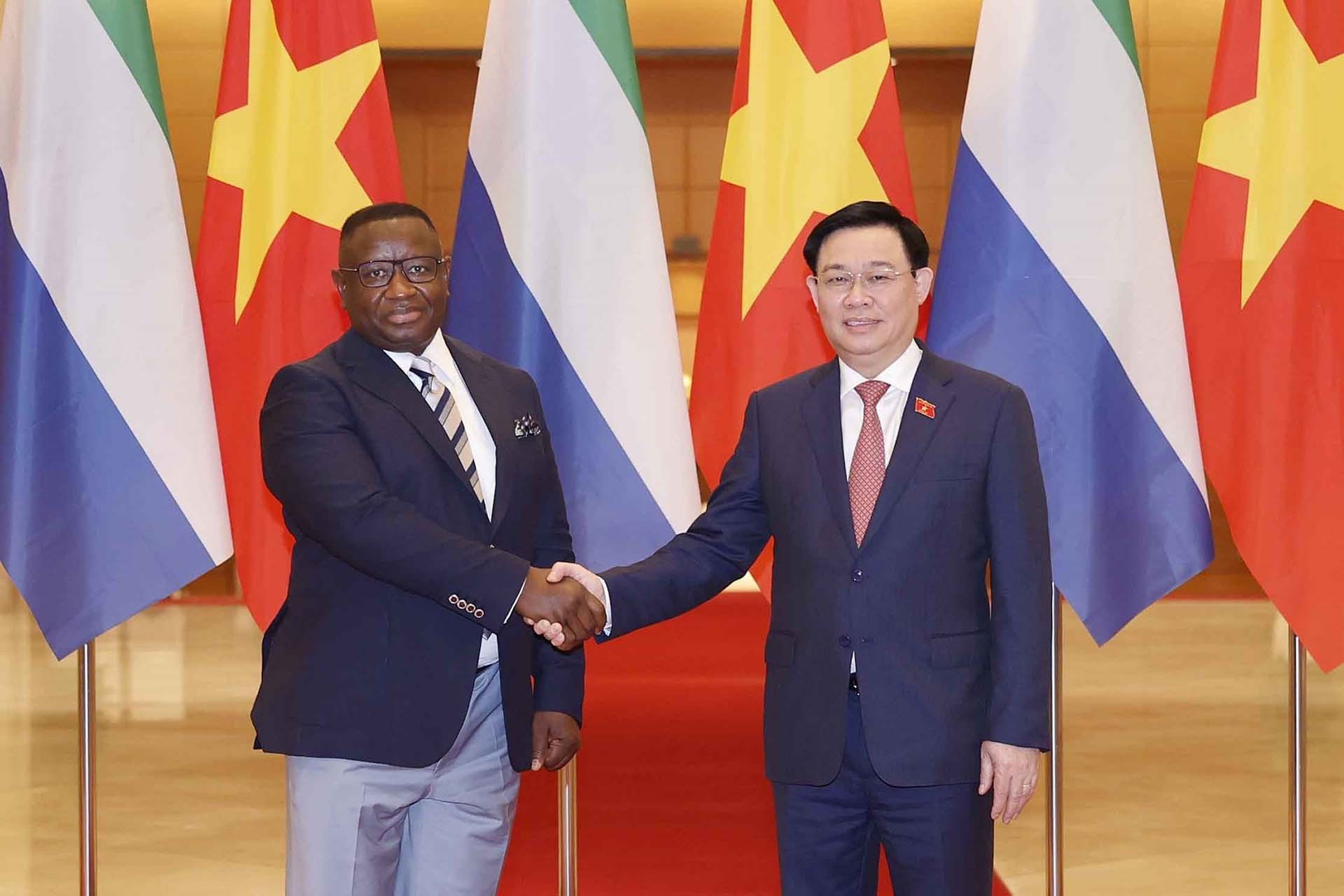 Entrevue entre Vuong Dinh Hue et Julius Maada Bio