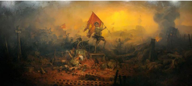 Une peinture à l huile à grande échelle sur la victoire de Dien Bien Phu exposée