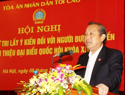 政治局委员、越南最高人民法院院长张和平参选第十四届国会代表