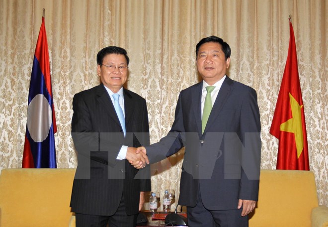 胡志明市委书记丁罗升会见老挝总理通伦