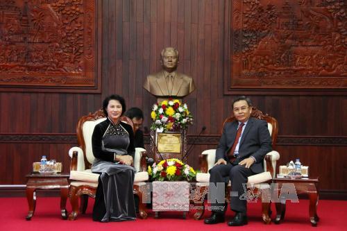 国会主席阮氏金银会见老挝建国阵线主席赛宋蓬•丰威汉