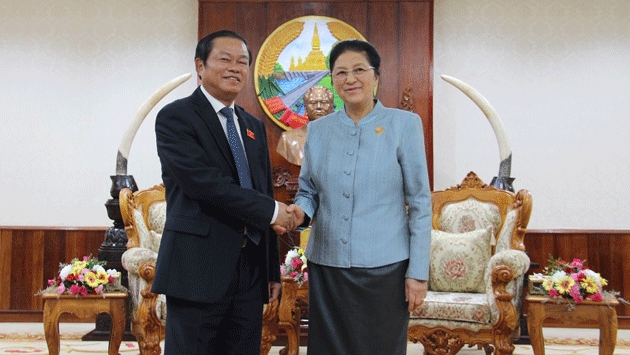 老挝国会主席会见越南国会副主席杜伯巳