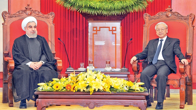 越共中央总书记阮富仲会见伊朗总统鲁哈尼