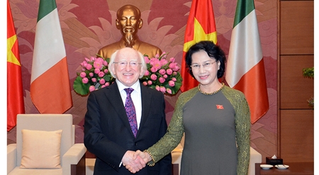 国会主席阮氏金银会见爱尔兰总统希金斯