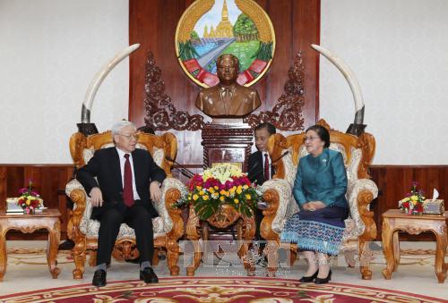 越共中央总书记阮富仲会见老挝国会主席巴妮•雅陶都