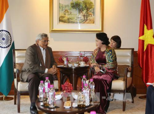 国会主席阮氏金银会见印共总书记