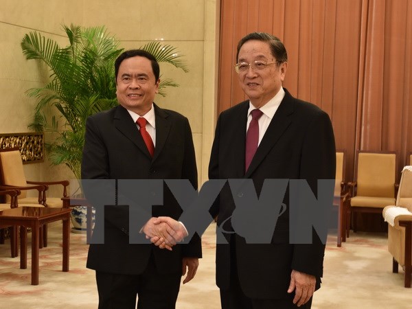 越南祖国阵线中央委员会副主席兼秘书长陈青敏会见中国全国政协主席俞正声