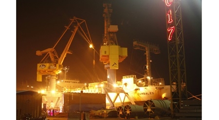 越南海防港迎来新年第一批货物进港