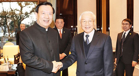 越共中央总书记阮富仲会见中国浙江省领导人