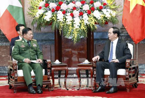 国家主席陈大光会见缅甸国防军总司令敏昂莱