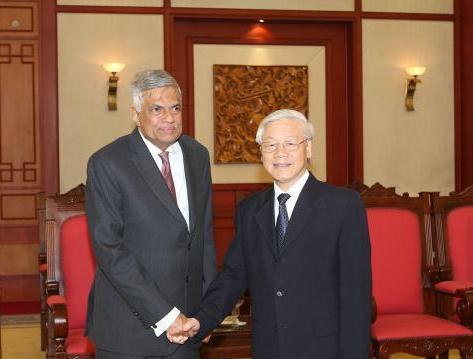 越共中央总书记阮富仲会见斯里兰卡总理
