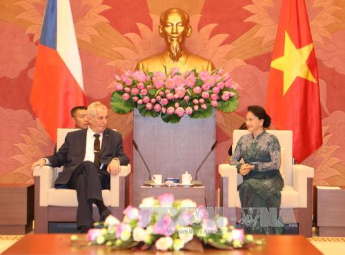 越南国会主席阮氏金银会见捷克总统米洛什•泽曼