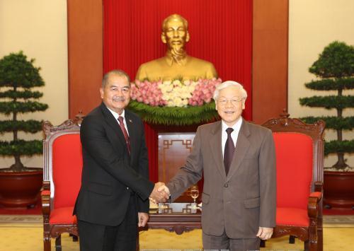 越共中央总书记阮富仲会见老挝人民革命党代表团