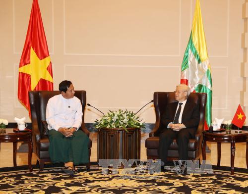 越共中央总书记阮富仲会见缅甸联邦巩固与发展党主席