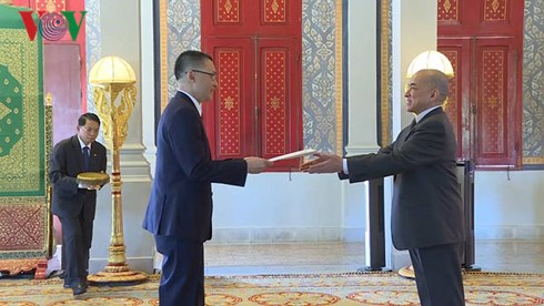 新任越南驻柬埔寨大使吴光明向柬埔寨国王递交国书