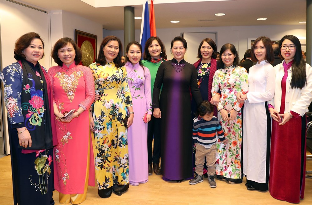 国会主席阮氏金银会见旅居荷兰越南人代表