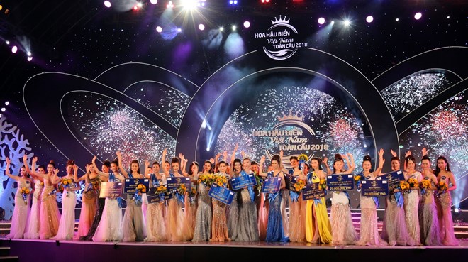 佳丽阮氏金玉摘下2018年越南全球海洋小姐选美大赛后冠