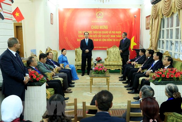 越南国家主席陈大光造访越南驻埃及大使馆