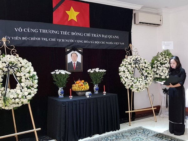 越南国家主席陈大光吊唁仪式在世界多国举行