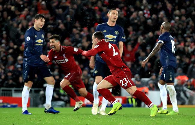 英超： 利物浦3-1胜曼联领跑