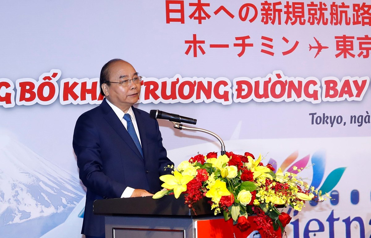 阮春福总理出席越捷公司两条越日新直达航线发布仪式