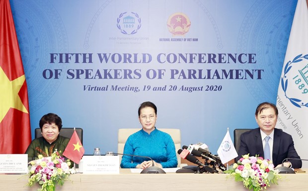 越南国会主席阮氏金银出席第五次世界议长大会视频会议