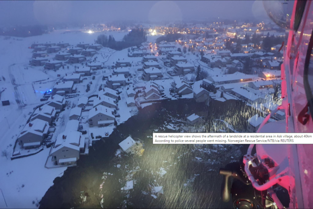 挪威首都附近发生山体滑坡至少15人失踪